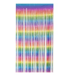Rainbow Foil Fringe Curtain for Celebrations and Events Decor (Rainbow 2)