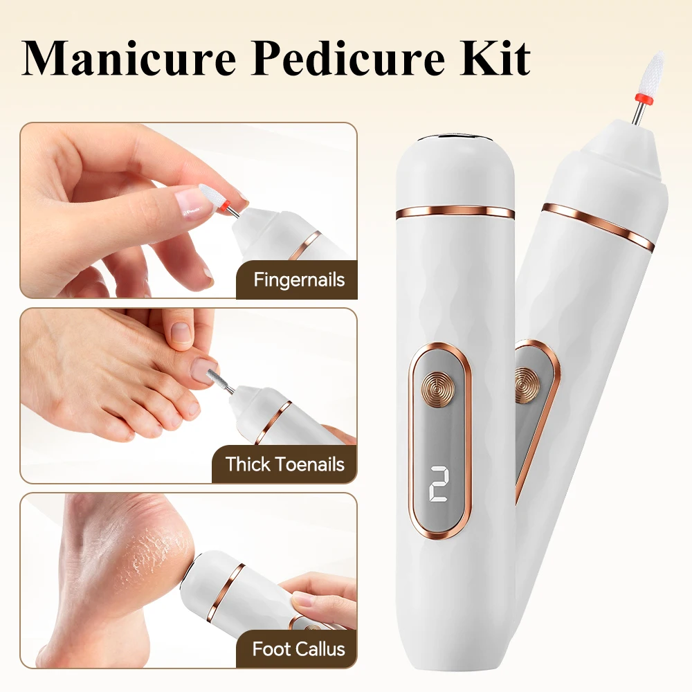 Electric File And Nail Grinder 2 In 1 Professional Manicure Pedicure Tools Rechargeable Foot Callus Remover Exfoliator_voghion.com