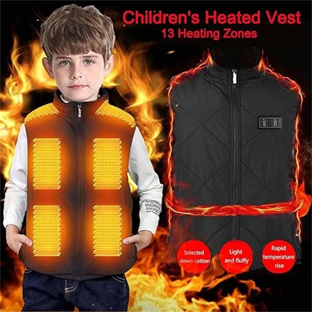 13AreasHeatedVestKidsJacketHeatedWinterBoysGirlsElectricUSB