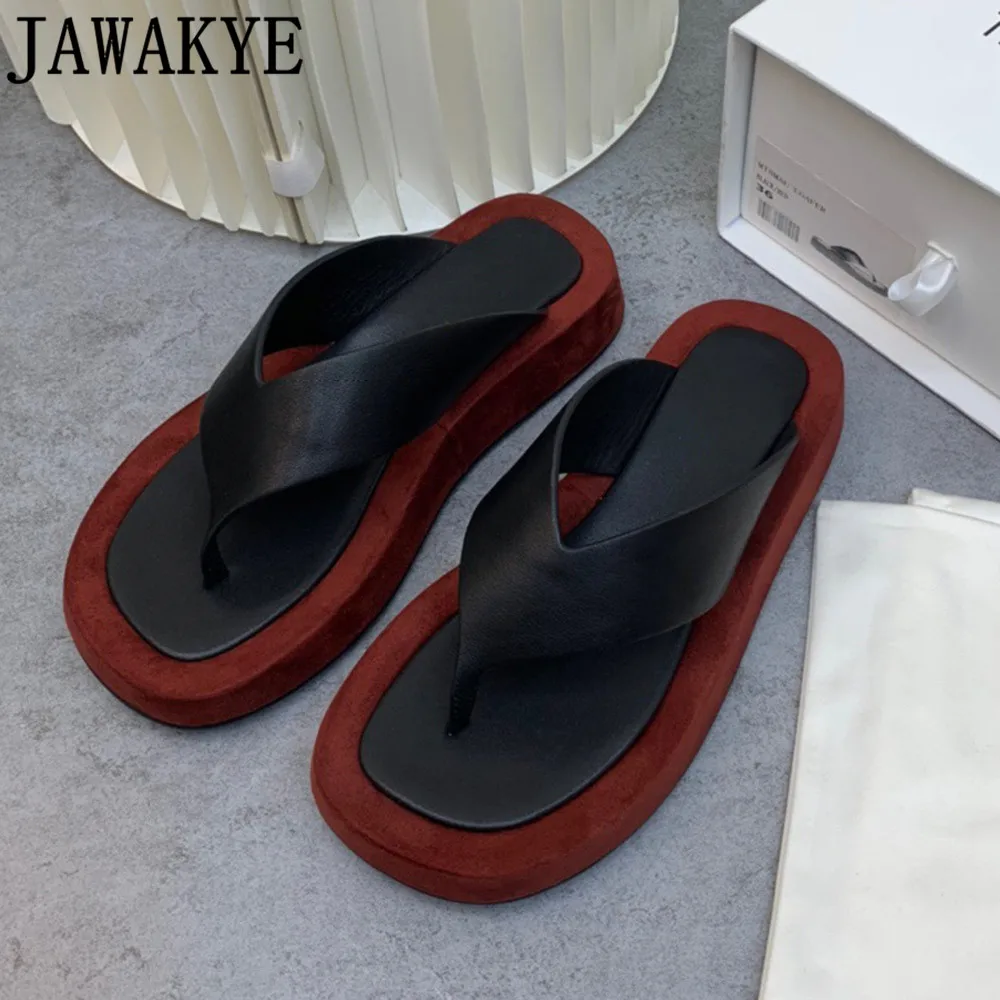 Summer thick bottom sandals women flat heel casual vacation beach Shoes real leather flip flops outdoor slippers zapatos mujer