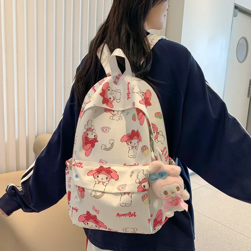 

Cartoon Anime Sanrio Cute My Melody Printed Graffiti Student Waterproof Single Backpack Fashion Versatile School Bag for Women