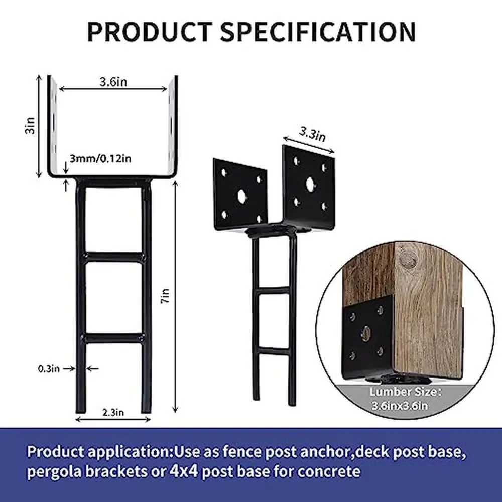 Galvanized Steel U Shape Post Anchor 4x4 Post Base Bracket Kit 8 Pack)