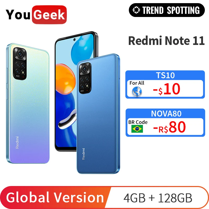 Xiaomi Redmi Note 11 смартфон 4 Гб ОЗУ 128 ПЗУ Snapdragon 680 экран 6 43 дюйма 2400x1080 AMOLED 90 Гц 33 Вт 50 МП |