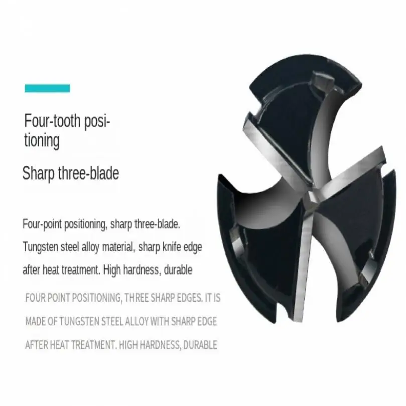 

Solid Three Edged Hexagon Shank Woodworking Hinge Opener for Woodworking Tool, Tungsten Steel Cemented Carbide Hole Opener Tool