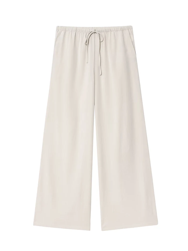 TFMLN  Women Casual Pant Suit Solid Turn-Down Collar Sleeveless Lace-Up Zipper Tank Top Elastic Waist Straight Pant Chic Outfits