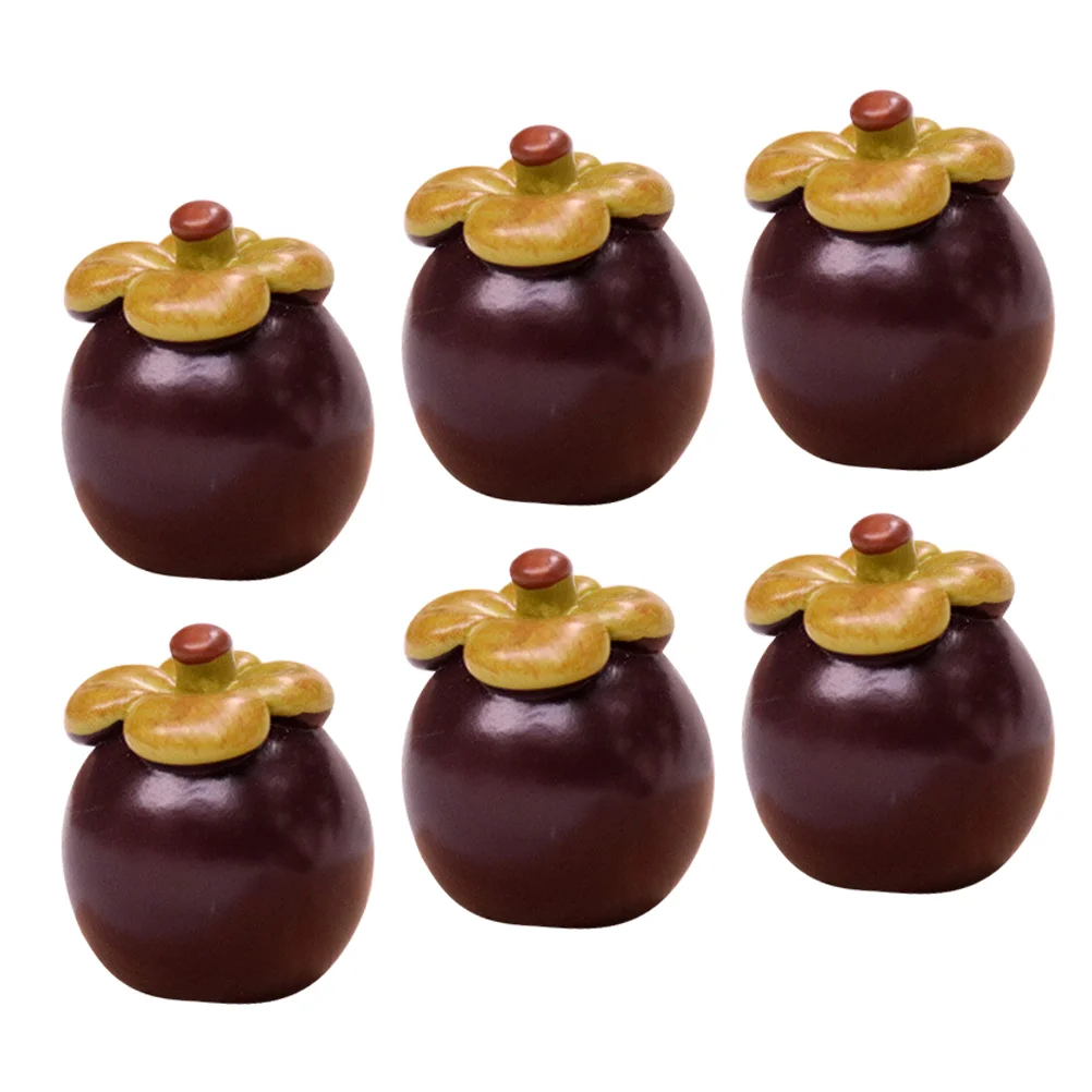 

6 Pcs Fruit Artificial Miniature Fruits Mango Resin Scene Layout Prop Fake Mangosteen Purple Models