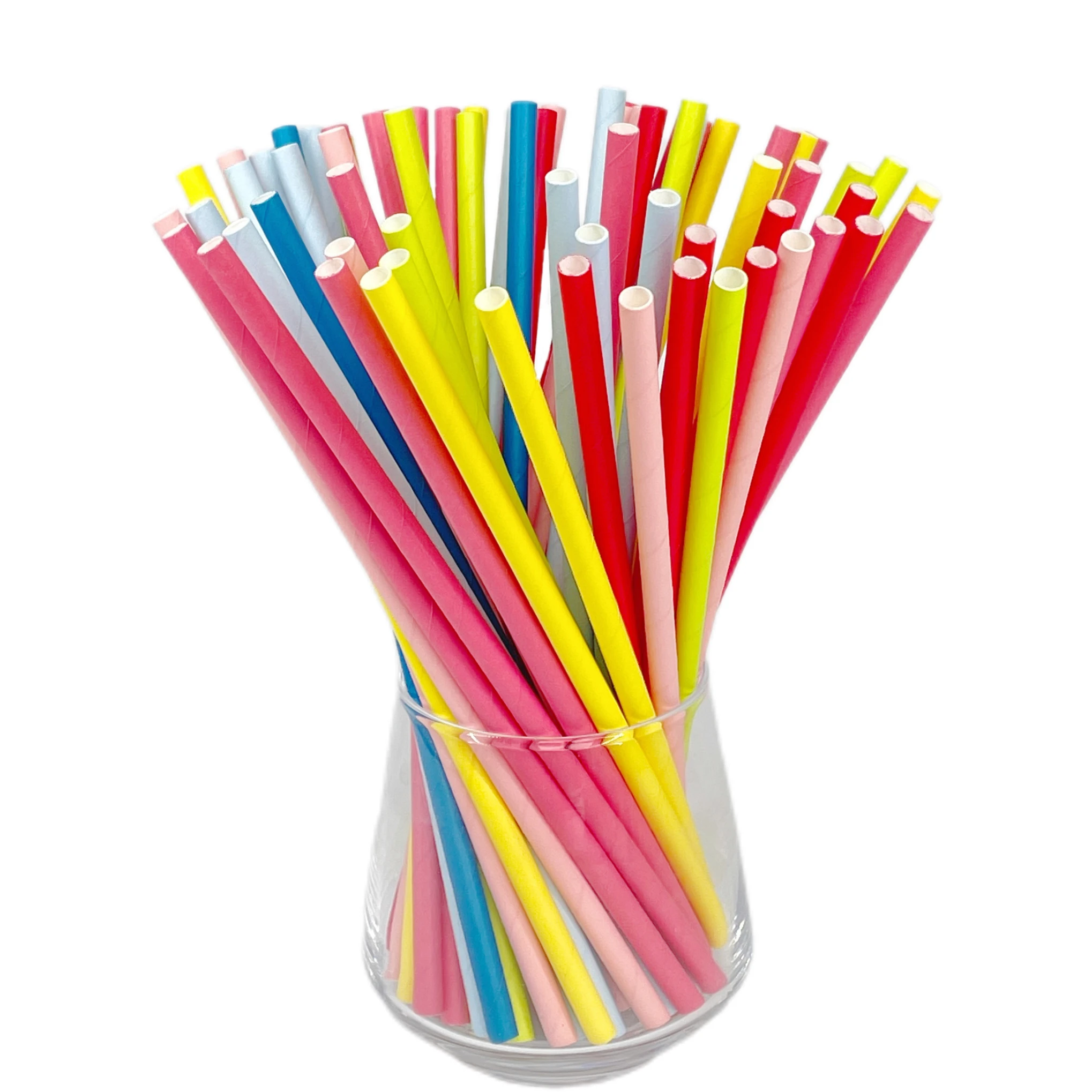 200pcs-disposable paper straws-mixed solid color-length 6*197mm-environmental and good-environmental degradable
