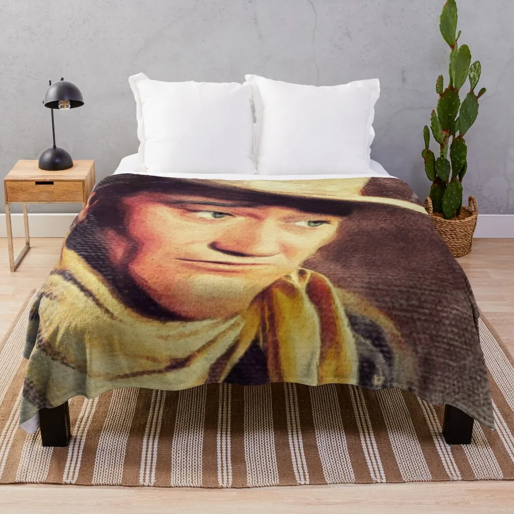 

John Wayne, Movie Legend Throw Blanket Tourist Blanket Fluffy Blankets Large