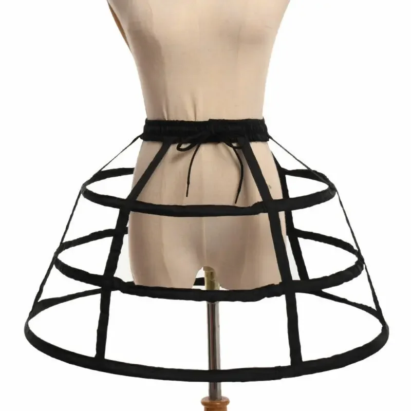 Women 3 Hoops Crinoline Cage Bustle Casual Petticoat Adjustable Pannier