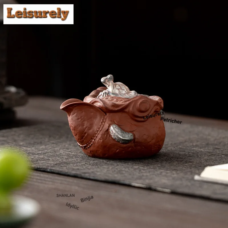 190ml Drawing Silver Auspicious Dragon Hand Grab Teapot Aesthetic Tea Infuser Pot Tea Brewing Kettle With Strainer Tea Services