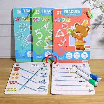 Pagina 32 Libro di scrittura riutilizzabile per bambini - Quaderno di pratica cancellabile per età 3-6 anni | Blocco didattico durevole per l'allenamento con la scrittura a mano