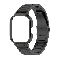 Stainless Steel Watchband with Protective Metal Strap Case for Redmi Watch 4 (Black)