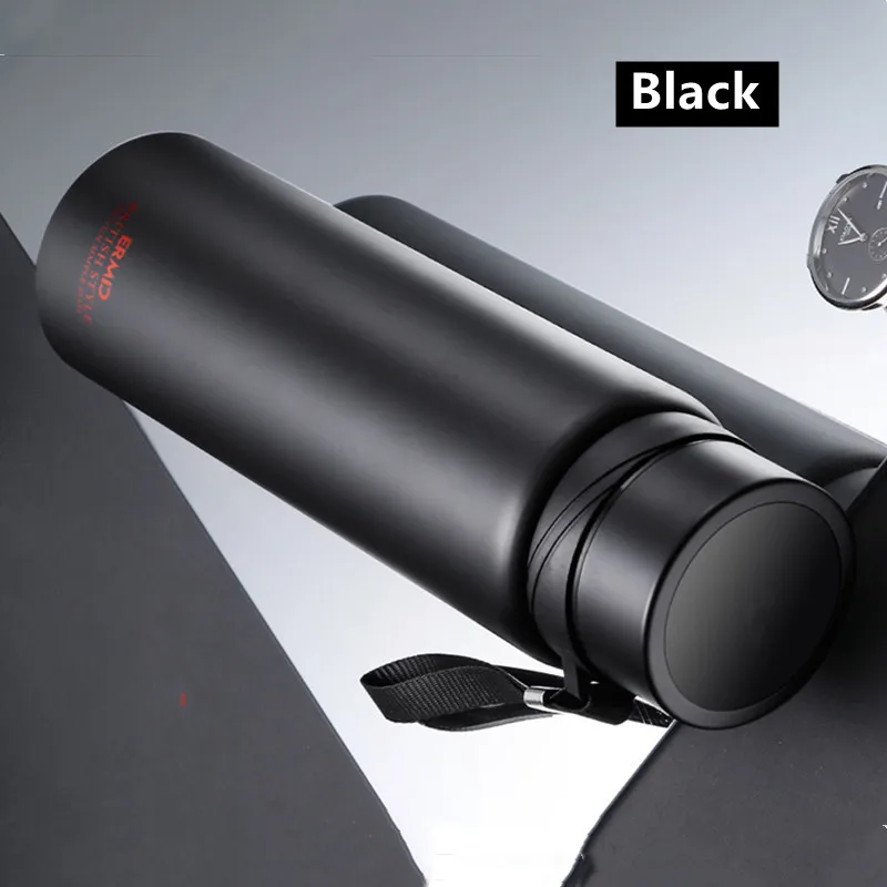 필터가있는 이중 스테인레스 스틸 진공 플라스크 대용량 휴대용 스포츠 보온병 머그잔 커피 차 텀블러 1000ml/1600ml