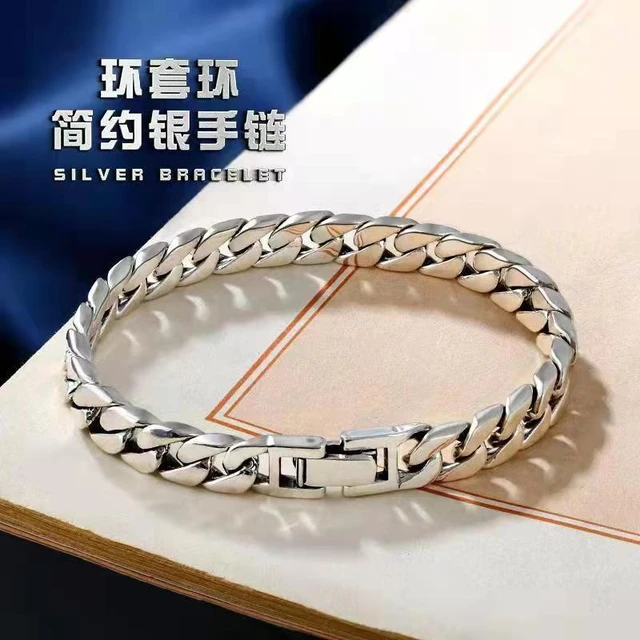 Brilliant Sterling Silver 925 Mens Bracelet | Silver bracelet designs, Mens  bracelet silver, Bracelets for men