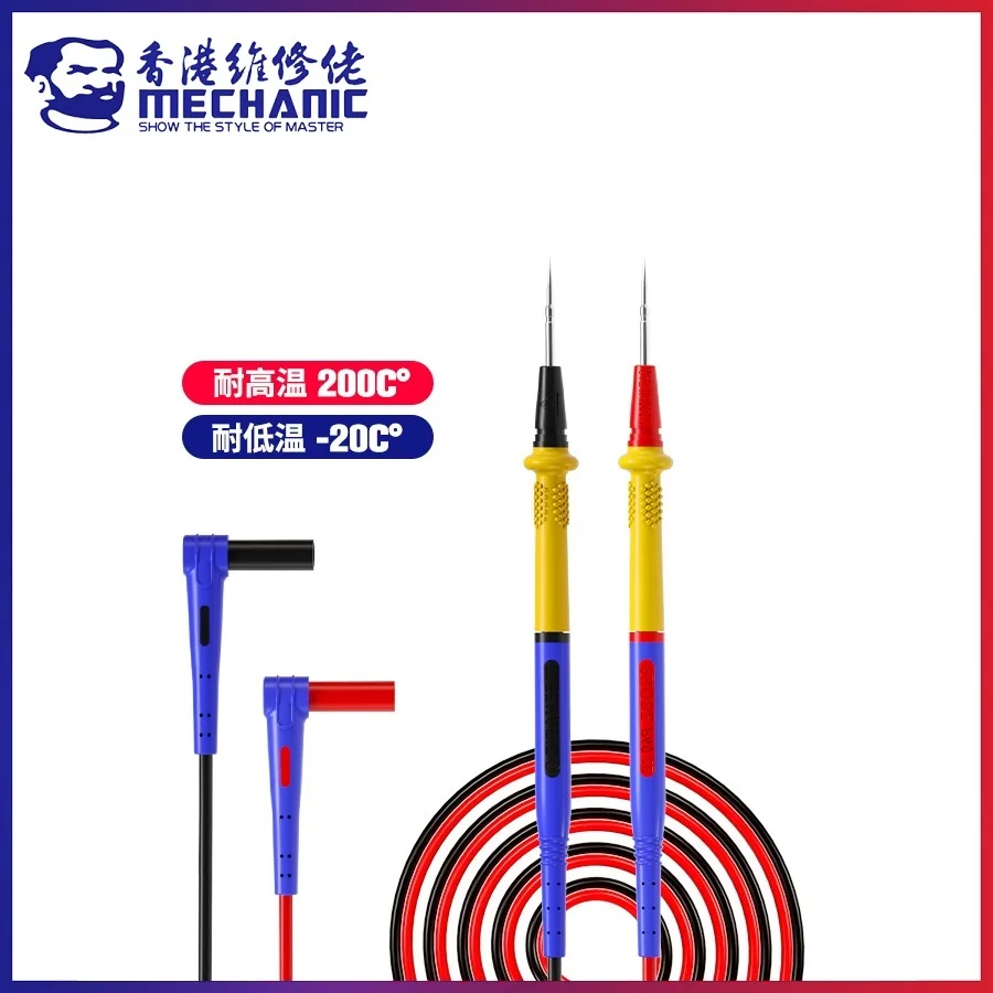 MECHANIC P40 Stainless Steel Multi-meter Pen 20A 1000V High Precision Soft Silicone Wire Test Tip Probe for Mobile Phone Repair