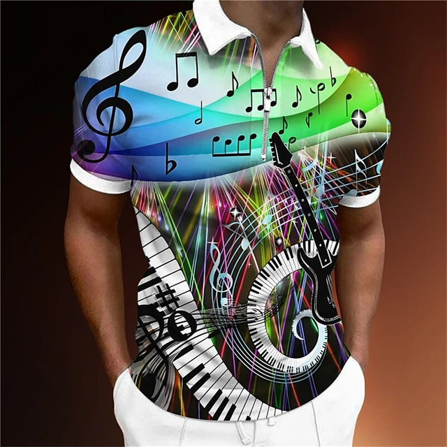 トップス Music Heals Polo Shirt s Music Symbol Print Men's