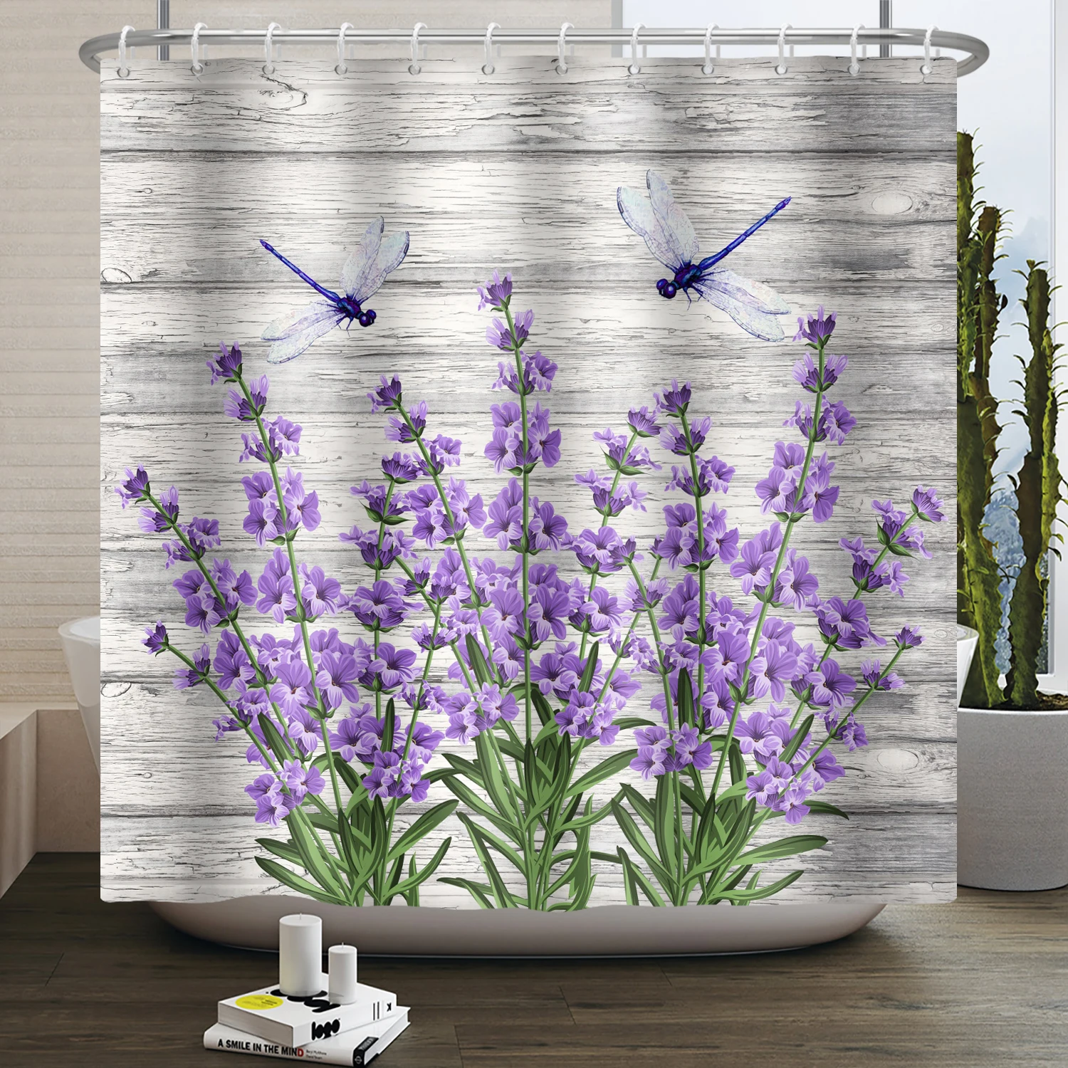 

Деревянная занавеска для душа с лавандой, деревенские фиолетовые цветы, цветочное растение, Сельский дощатый растение, винтажный декор для ванной комнаты и ванной