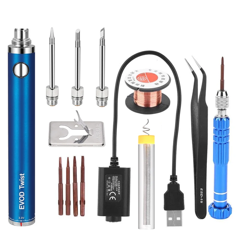 

5V 15W Battery Powered Soldering Iron with USB Charge Soldering Iron with Soldering Wire Wireless Charging Solder Iron Kit