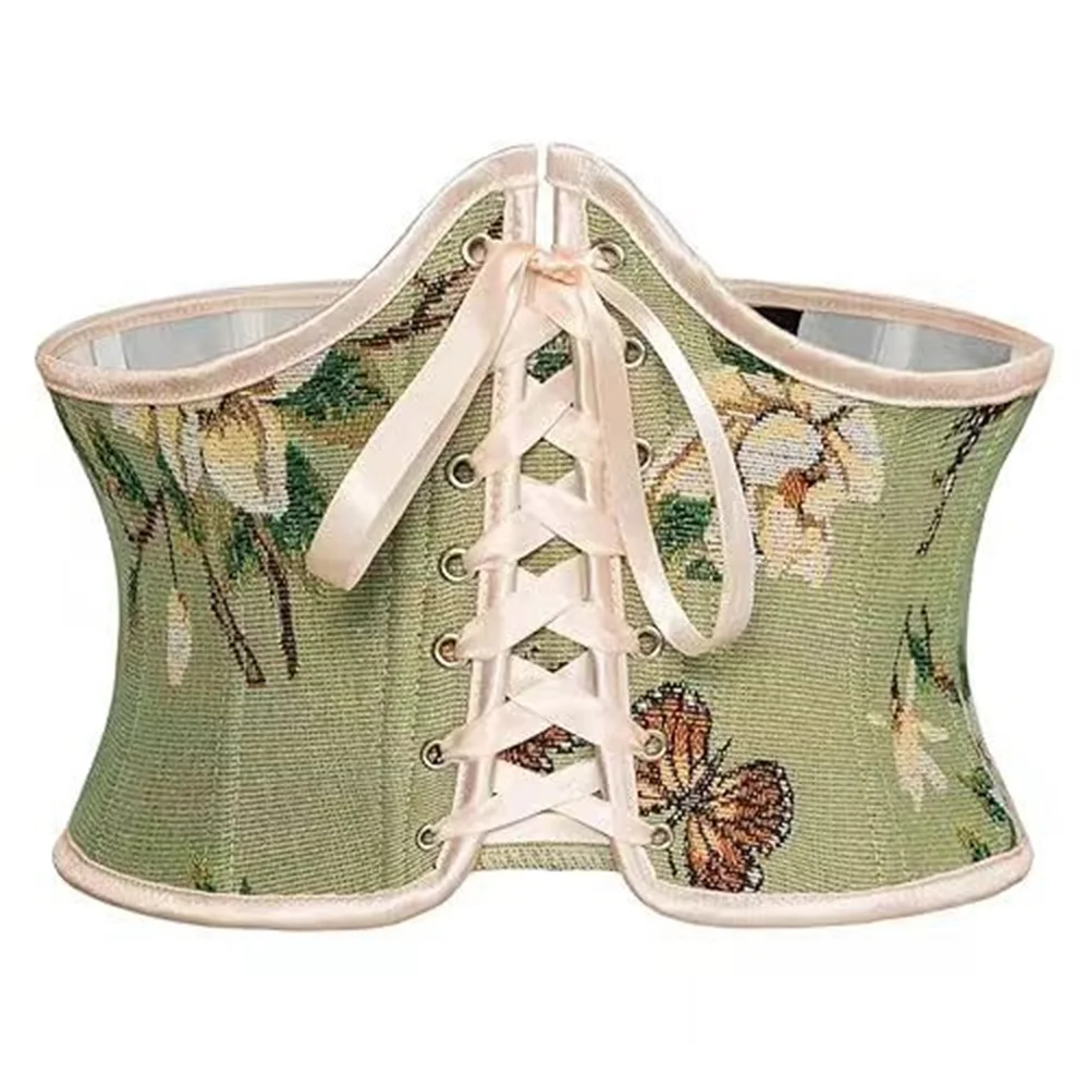 French Style Oil painting Floral Gothic Corset Shapewear Women Tummy Control Cincher Sexy Underbust Waist Trainer Slimming Belt