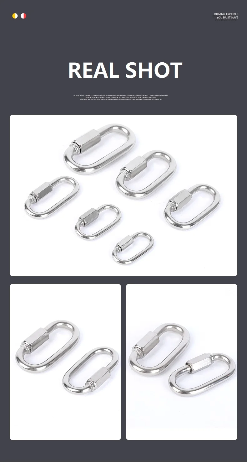 Description Picture 4 of item304 Stainless Steel Quick Link Ring D Lock Climbing Gear Carabiner Ring Hook Chians Buckles Chain Connecting Ring