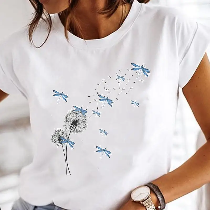 

2023 Fashion Women Print Clothes Watercolor New Lovely Female Tops Tee Tshirt Print Cartoon O-neck Ladies Graphic T-Shirt