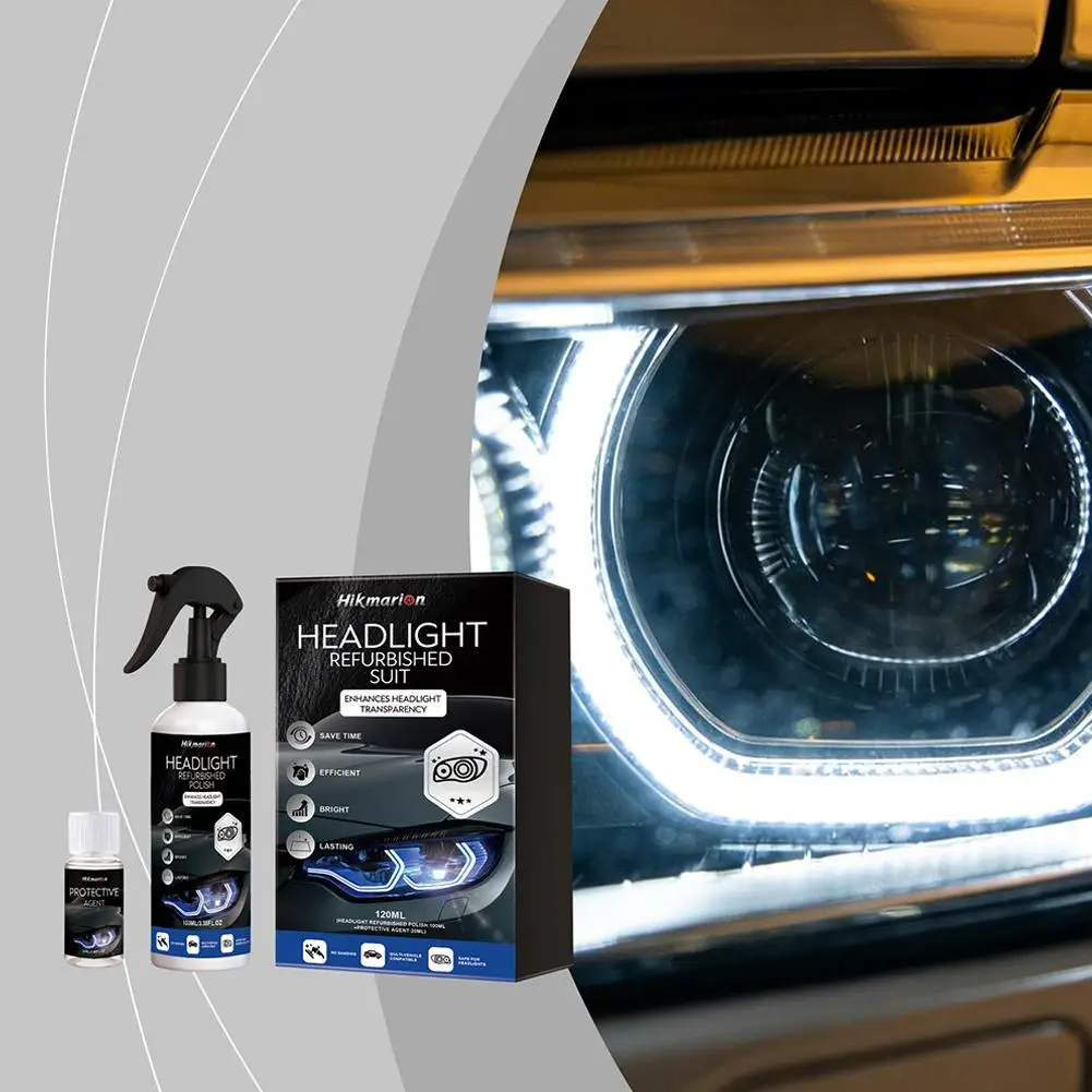Car Headlight Restoration Liquid Anti-Oxidation Brightening Polish UV Protection Headlamp Cleaner Repair Kit for Auto Care