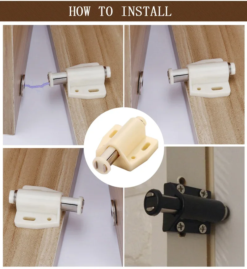 8 Pieces 4 Pieces Cabinet Stopper Magnetic Push to Open Touch Catch Stop Quiet Closer Damper Buffer Kitchen Cupboard Door Magnet
