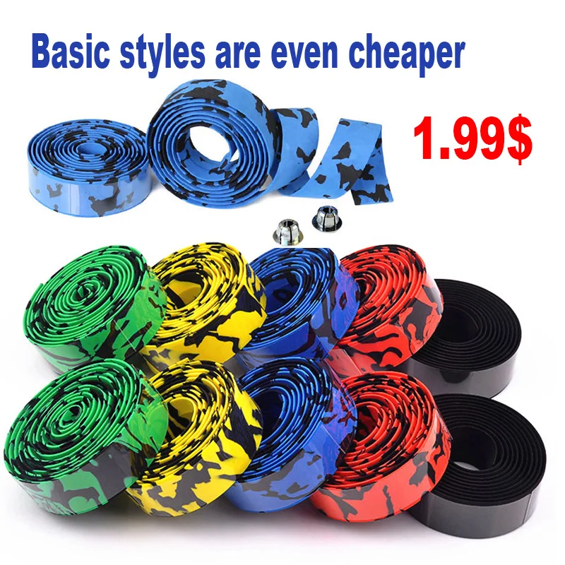 Bike Handlebar Tape Anti-slip Shock Absorption Cycling Wrap End Plug