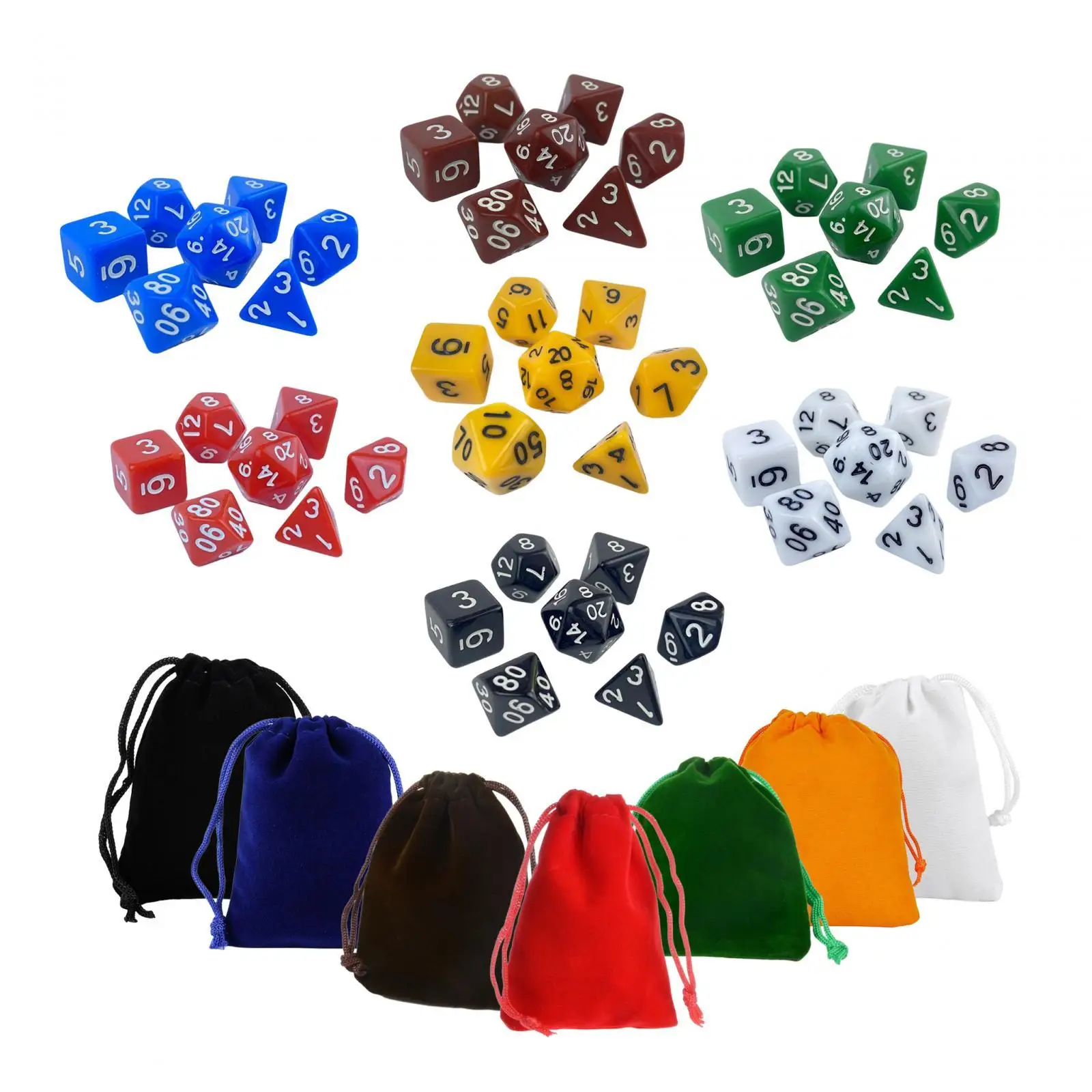 

49x Dice Set Game Dices Set Polyhedral Dices with Storage Bag for KTV Board Game