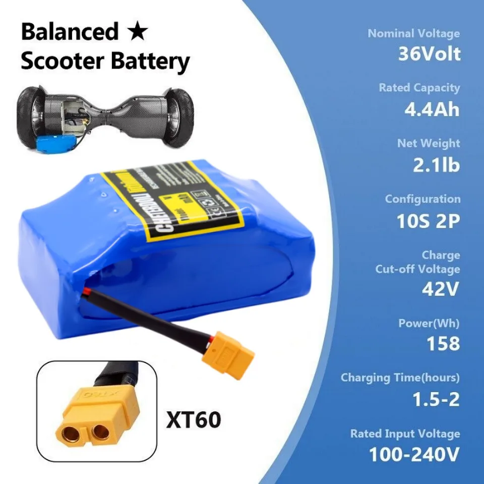 Batterie Lithium-ion 36V 4.4Ah Pour Scooter électrique, Hoverboard - 10S2P, BMS De Protection, Autonomie Longue