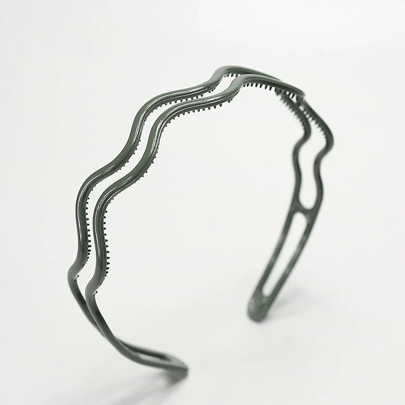 Women Korean Headband Head Hoops Girls Temperament Double-Layer Wavy Hairbands Bezel Headwer With Teeth Anti-Slip Accessories