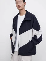 Jackets Men Patchwork Color Loose Zippered Stand Collar Tracksuit Windbreaker Coats Hip Hop Female Streetwear Outwear Color