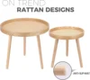 Round Coffee Table Set of 2, Natural Boho Coffee Table, Small Mid Century Modern Rattan Coffee Table, Boho Side Table End Tables 4