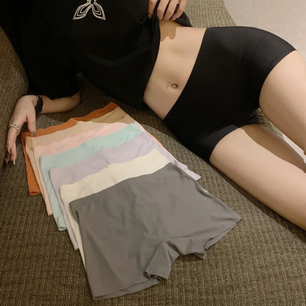 Description Picture 4 of itemSoft Ice Silk Safety Short Pants for Women Briefs Elasticity Panties Breathable Shorts Female Underwear Seamless Solid Lingerie