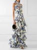 Women's Sleeveless Neck-mounted Floral Evening Party Dress