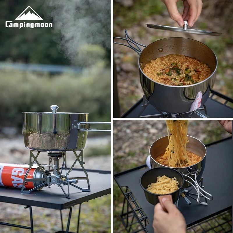 Thickened Composite Stainless Steel Outdoor Camping Soup Pot Portable Picnic Pot And Cooking Utensils Boiling Water