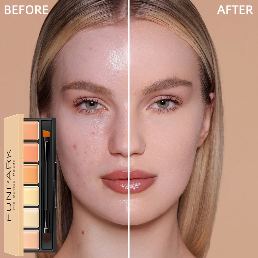 6-color Concealer Blush Palette Cream Matte Highight Contour Makeup  Eyeshadow Base Palette with Brush Covering For Dark Circles 3