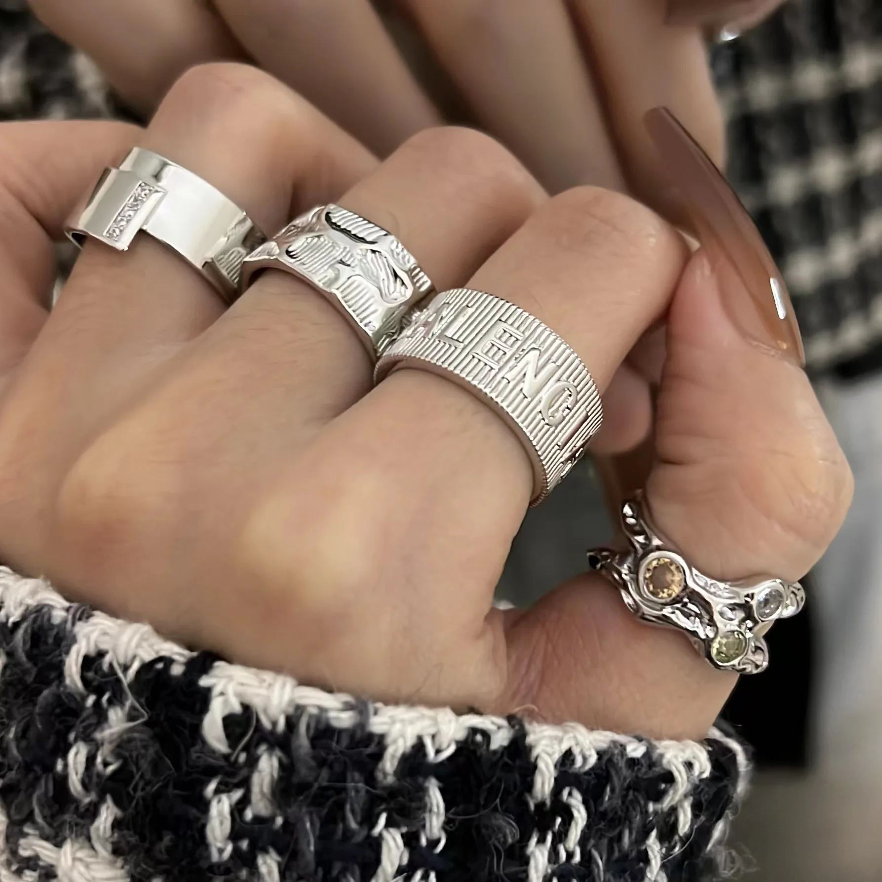 Ring Texture Niche Normcore Bag Light Luxury Minority Irregular Necklace for Women  Necklaces