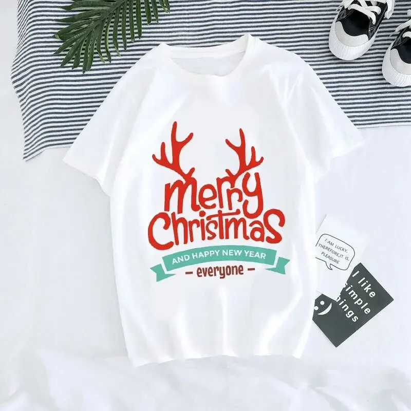 

Футболка с принтом оленя, модель Y2k, Новогодняя футболка в Корейском стиле, с надписью «Merry Christmas», рождественские подарки, милые женские топы