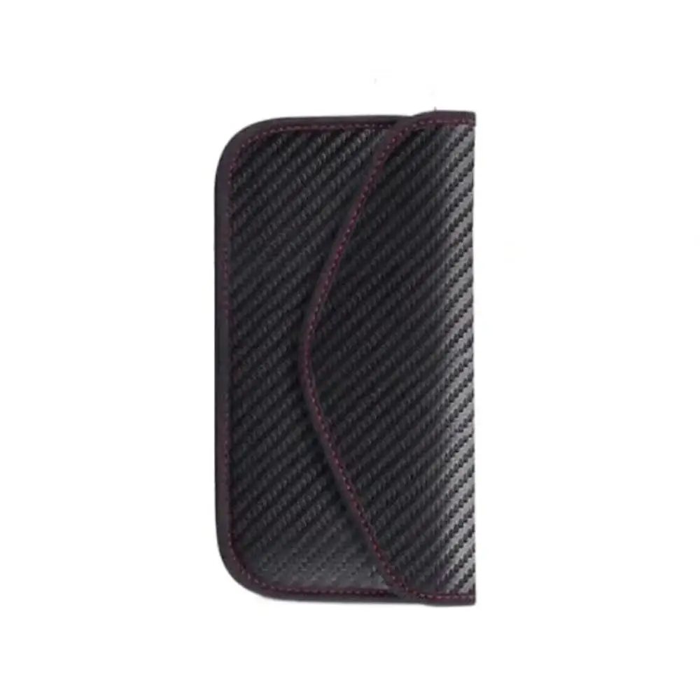 Anti-Theft RFID Blocking Carbon Fiber Key Fob Pouch - Black