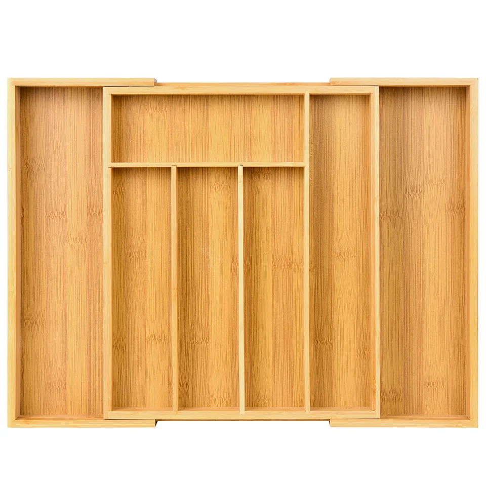 Adjustable Bamboo Kitchen Drawer Organizer for Utensils
