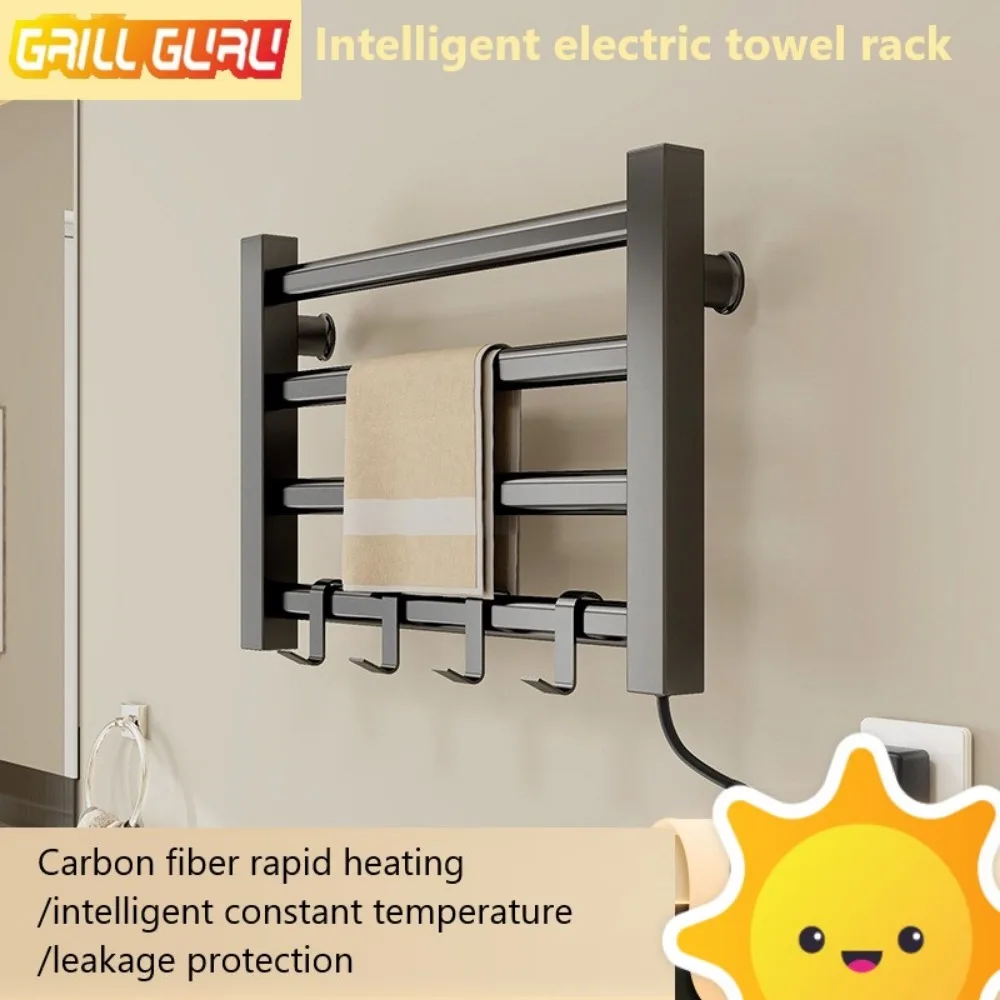 Intelligent Electric Towel Rack Household Constant Temperature Drying Bathroom Heating Non Punching Storage