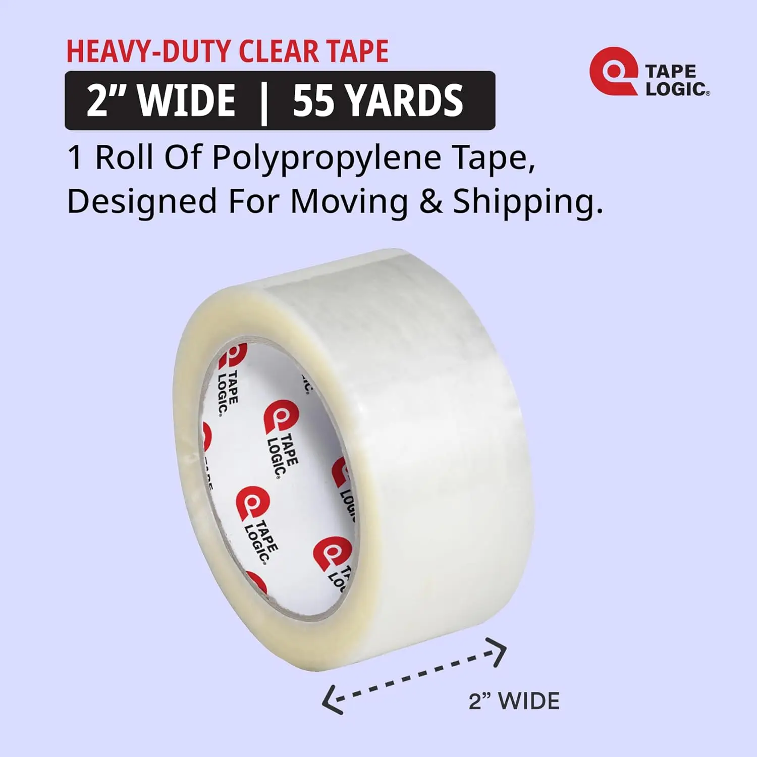 Packing Tape, Heavy Duty 2in x 55yd Clear (1-Pack) Extra Long Strong Clear Packaging Tape Roll Ideal for Warehouse, Office