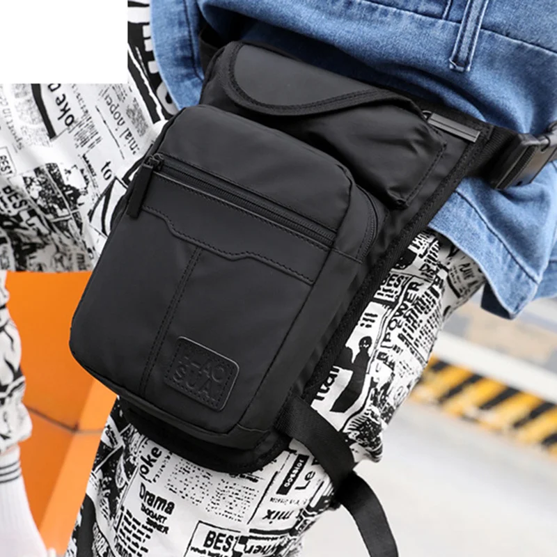 New Nylon Men Drop Leg Bag marsupio moto Riding Casual Shoulder Cross Body coscia maschile Hip Belt marsupio Cafe Racer - immagine 2