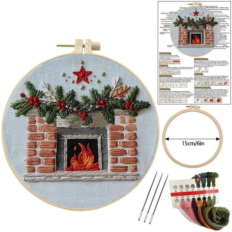 Christmas Embroidery Kit Gnome Santa Cross Stitch Kit with Instructions Floss Neddles Kit for Christmas Decor