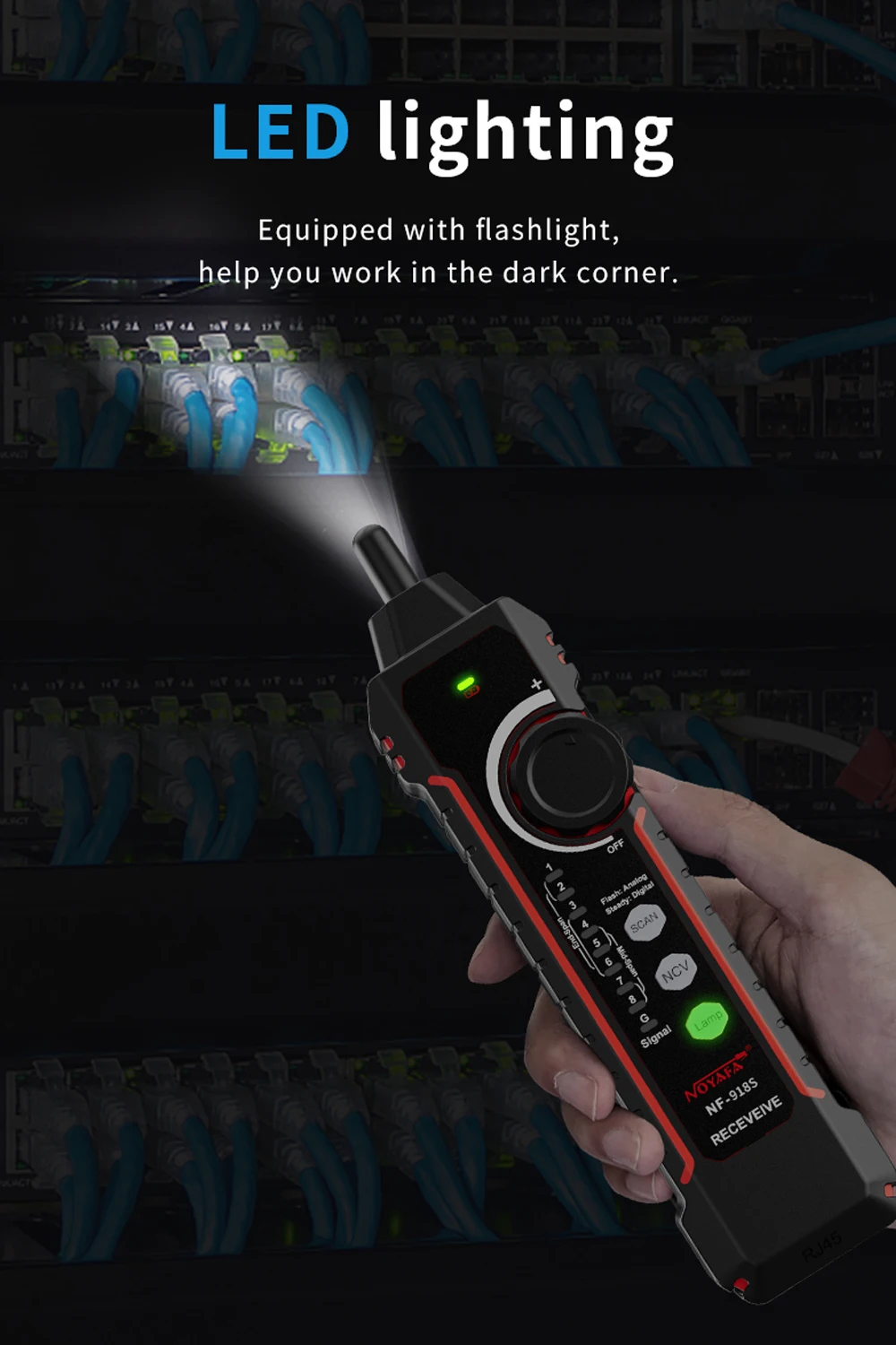 Noyafa Netzwerkkabeltester LCD-Display Kabeltracker NF-918S PoE Checker Optischer Leistungsmesser Visual Fault Locator Netzwerkwerkzeuge – Detail 14