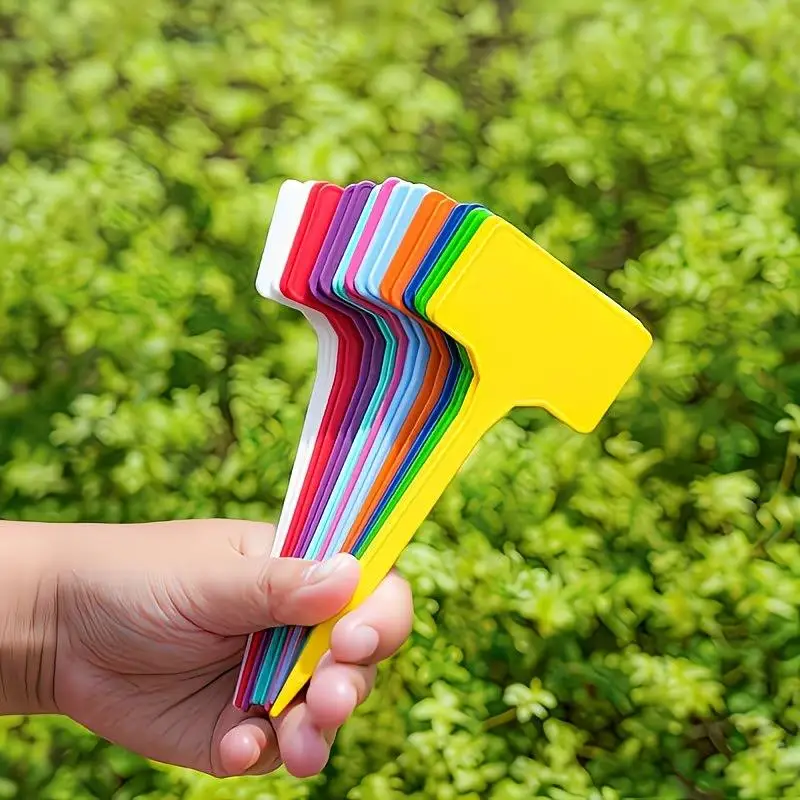 Confezione da 20 marcatori per piante a forma di T da 6 pollici – picchetti in plastica impermeabili, etichette per fiori, targhette per giardino - immagine 4