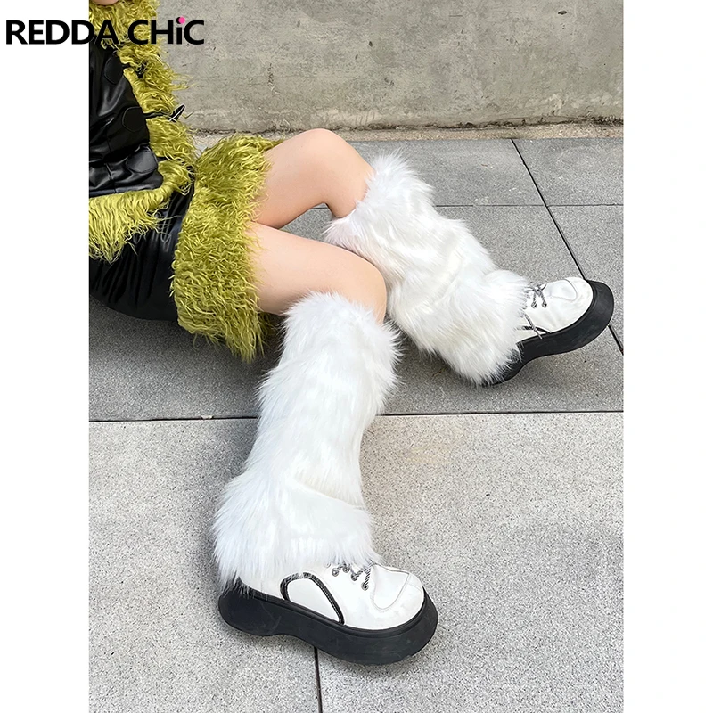 REDDACHiC Winter Rave Leg Warmers White Faux Fur Women's Leg Warmers