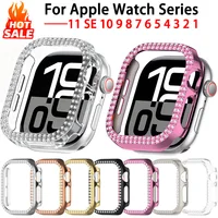 Housse pour Apple watch, 46mm 42mm 44mm 40mm 45mm 41mm, strass scintillants, protection pare-chocs PC, visage iWatch série 11 10 SE 9 8 7 1