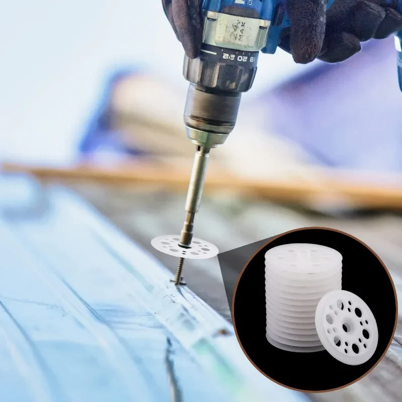 50/100/200pcs 45mm Plastic Flat Washers for Screws Fixing Insulation Panels
